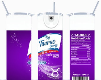 Big Taurus Energy Tumbler Wraps | 8 Colors | 20oz Tumbler Wrap