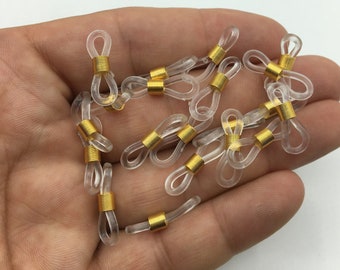 Gold Plated Rubber Glasses Chain Holders: Spectacle Connector Findings
