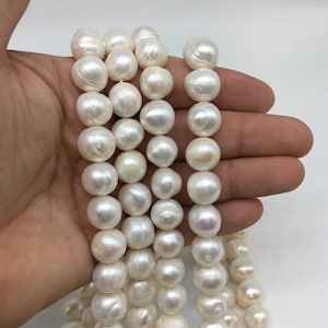 12-14mm AAA Freshwater Potato Pearls, Round Potato Pearls, Ivory White Large Round Pearls, Freshwater Pearls, Genuine Cultured Pearl, OTTİ22