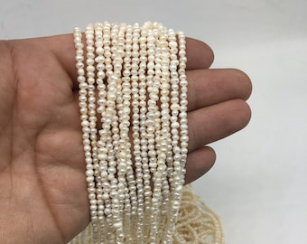 2-2.4mm White Seed Pearls: Small Potato Pearl Beads