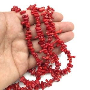 Red Coral Beads, Coral Nuggets Beads, Red Stick Coral Beads, AAA Quality Healing Energy Yoga Beads, Coral beads, Coral bead  OTT230