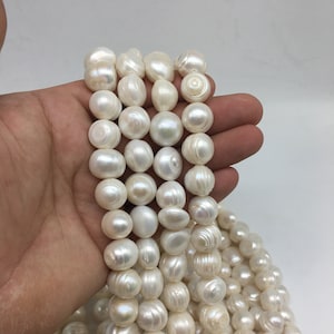 12-15mm Ivory White Freshwater Big Potato Pearl, Cultured Freshwater Baroque Pearl, Loose Pearls,Potato Pearl,Barley Shape,Rice Pearl,OTTI94
