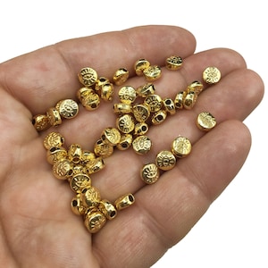 6mm 24k Gold Plated Sun Round Spacer Beads, Gold Round Beads, Gold Bracelet Connector, Evil Eye Beads, Beads, Gold Plated Findings, TFK096