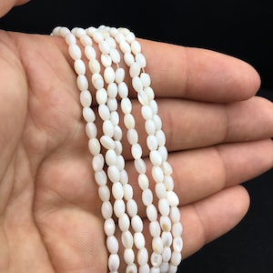 White Mother of Pearl Shell Oval Beads, Mother Of Pearl Rice Beads, Shell Oval Beads, White Pearl Beads, Oval Mop Beads, SDH005