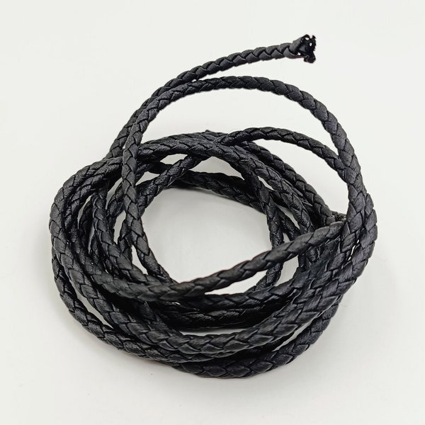 3mm Round Braided Leather - High-Quality Bolo Braided Leather Cord - Bracelet Leather Cord