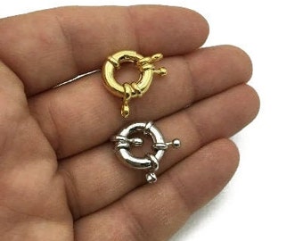 Cierre marinero chapado en oro de 24 k: 17 mm. Materiales para hacer joyas.