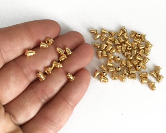 24k Gold Plated Earring Backs: Brass Clutch Earring Stoppers (5x6mm)