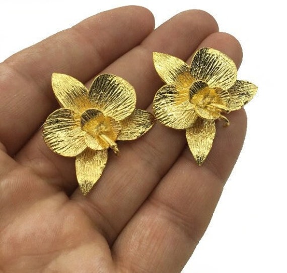 Orchid Inspired 18K Gold-Plated Brass Earring Hooks