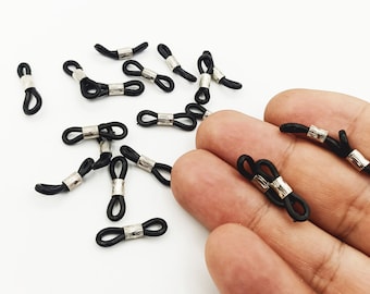 Gold Plated Rubber Glasses Chain Holders: Black Spectacle Connector Findings