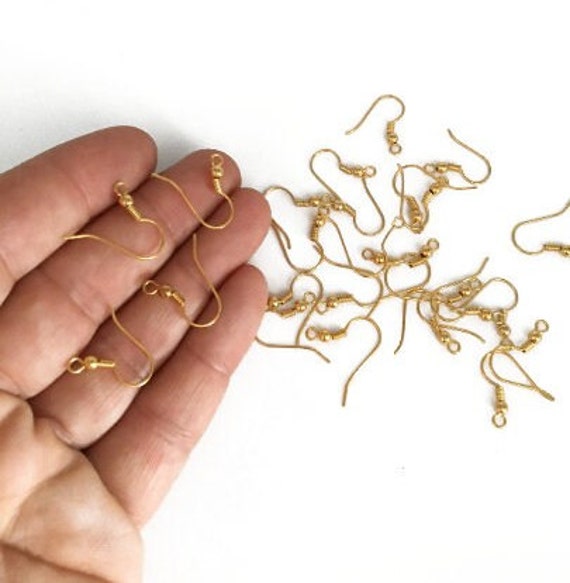 Gold Plated Earring Hooks, Fish Hooks, Ear Wires, Gold Plated