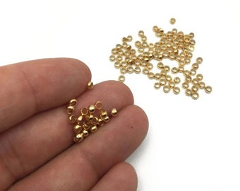 50 cuentas de engarce de oro de 24 k: cuentas de tope chapadas en oro de 3 mm