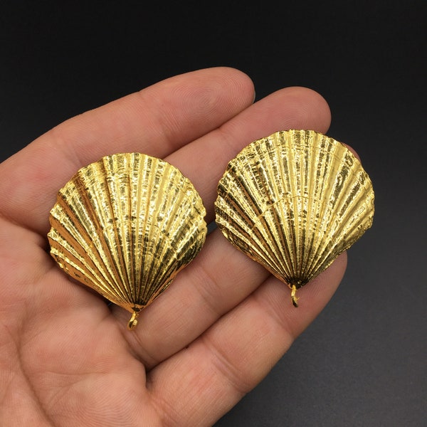 Seashell Inspired 18K Gold-Plated Brass Earring Hook Backs - OTT237