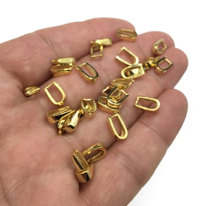6x10mm 24K Gold Plated Pinch Bails, Pendant Bails, Charm Pinch Bails, Pendant Connector, Pendant Holder, Gold Plated Findings, CMK022