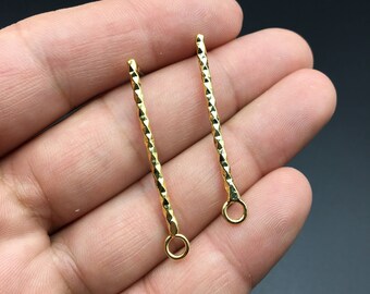 24K Gold Plated Dangle Earring Hooks, Gold Rod Earrings, Earring Findings, Jewelry Making, Eaaring Charms,Gift for Women, Gold Stud, TSK003