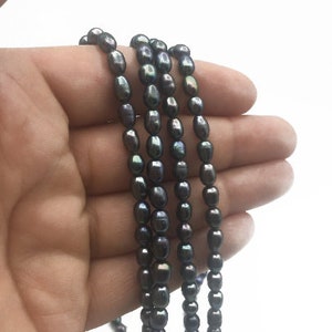 4-6mm Peacock Black Potato Pearl Beads: High Luster Freshwater Pearls