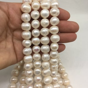 12-15mm Freshwater White Potato Pearl, Ivory White Baroque, Oval Loose Freshwater Pearls, Potato Beads, Natural Large Potato Pearls, OTTİ34