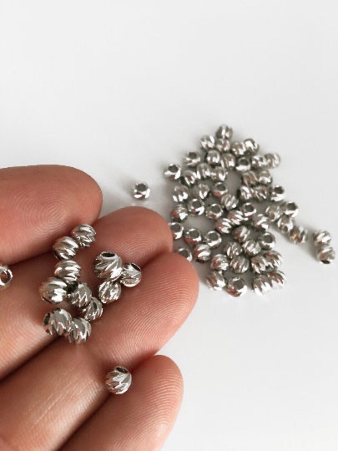 4mm 24k Shiny Rhodıum Plated Laser Cut Beads Faceted Beads Etsy