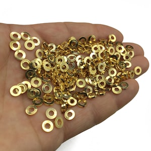 10 PCS 6mm, 24K Gold Plated Rondelle Spacers, Round Brass Beads,Gold Plated Findings,Tiny Rondelle Beads,Round Bracelet Beads,TFK149