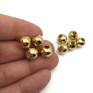 10 pcs, 10mm 24k Shiny Gold Plated Beads, Spacer Beads, Hollow Beads, Tiny Beads, Bracelet Beads, Ball Beads, Gold Plated Findings, TBN002