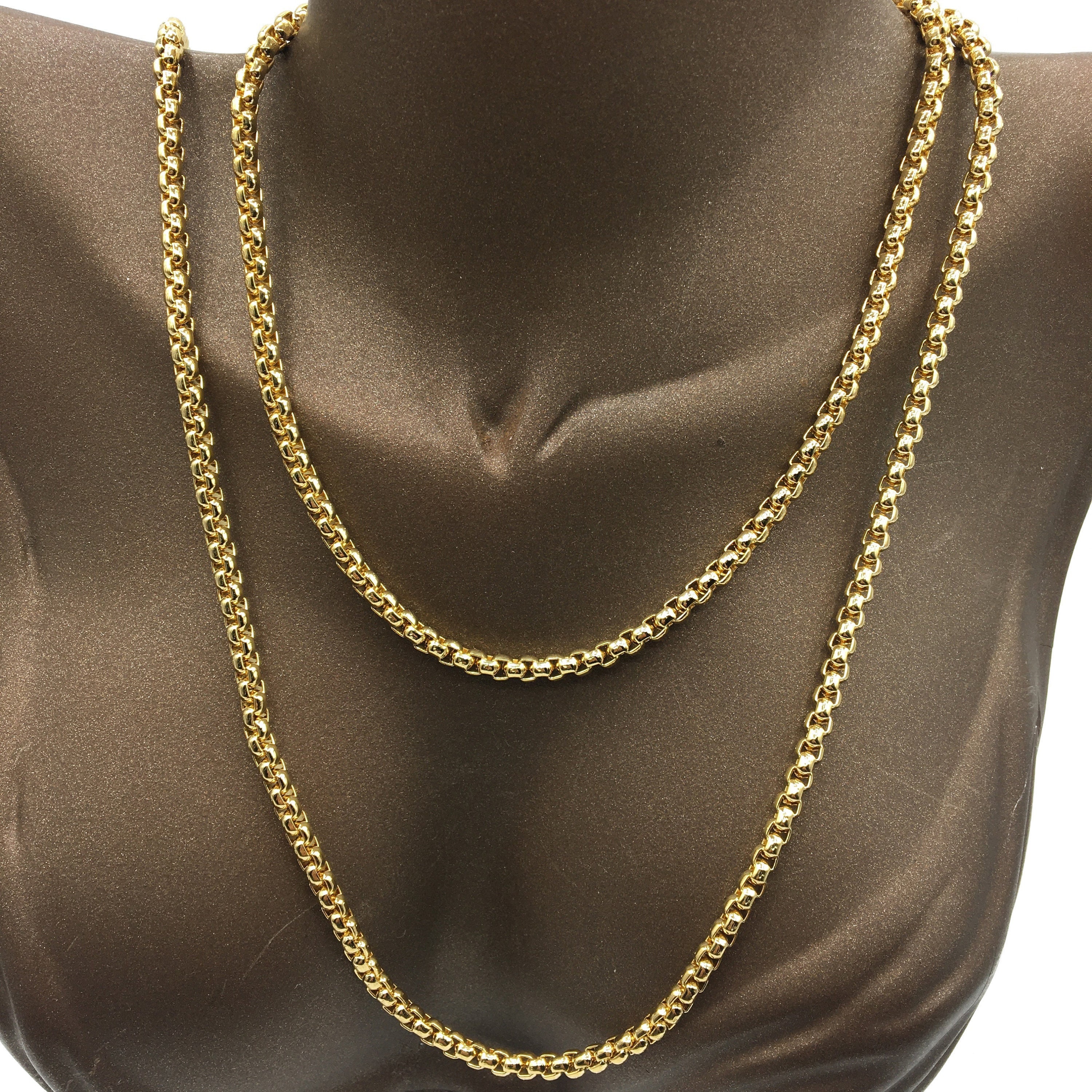 4mm 24K Gold Plated Box Chain Soldered 