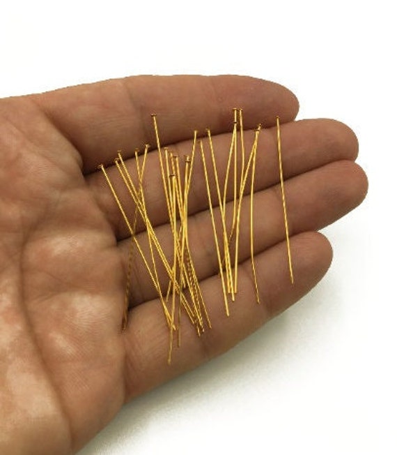 4 Sterling Silver Ball Head Pins 45mm 24k Gold Plated Findings 4 Sterling Silver Ball Head Pins 45mm 24k Gold Plated Findings