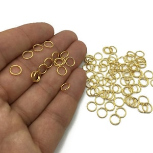 7mm 24k Shiny Gold Plated Jump Rings, Gold Connector,Open Jump Rings,Bulk Gold Jump Rings,Jewelry Making Supplies, Gold Plated Rings, TFK009