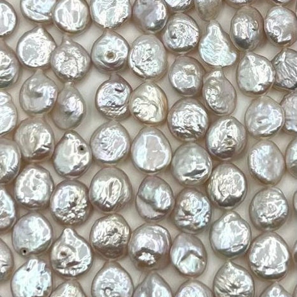 Perles de pièces d’eau douce de 11 à 13 mm, perle de pièce d’eau douce blanche, perle de pièce de monnaie, perle ronde plate naturelle brillante, grande perle de pièce de monnaie, OTTİ102