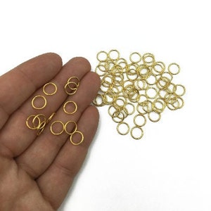 50 pcs, 8mm 24k Gold Plated Jump Rings, Gold Brass Jumprings, Brass Findings, Open Jump Rings, Connectors, TFK011