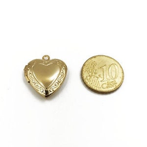 24k Shiny Gold Plated Heart Locket Charms, Gold Heart Locket Charms, Personalized Mini Heart Necklace, Dainty Charms,Love Charm YLK001