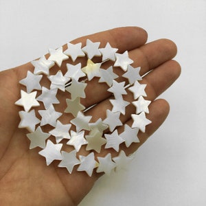 White Mother of Pearl Shell Star Beads, White Mother of Pearl Shell Beads, Star Shape Beads, Hand Carved White Mother of Pearl Star, SDH020