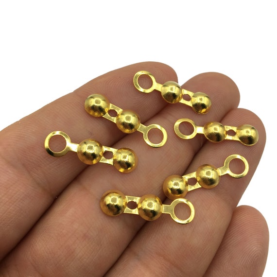 Bead Tips ZK002 Crimps 4x13mm 24 k Shiny Gold Clamshell Bead Tip,Gold Crimp Beads Ball Chain Clasp