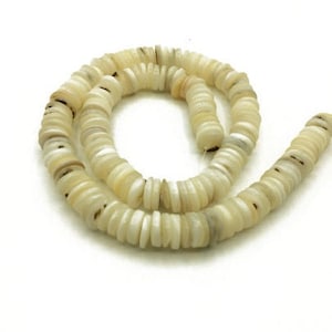 Mother of Pearl Heishi Disc Beads, Vintage Shell, Natural Mother of Pearl  Beads, Pearl Beads, Flat White  Beads, Heishi Disc Beads, SDH030