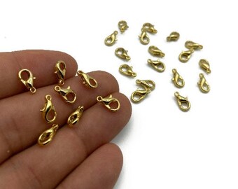 Fermoir mousqueton plaqué or 24 carats - Fermoir pince en laiton 12 mm