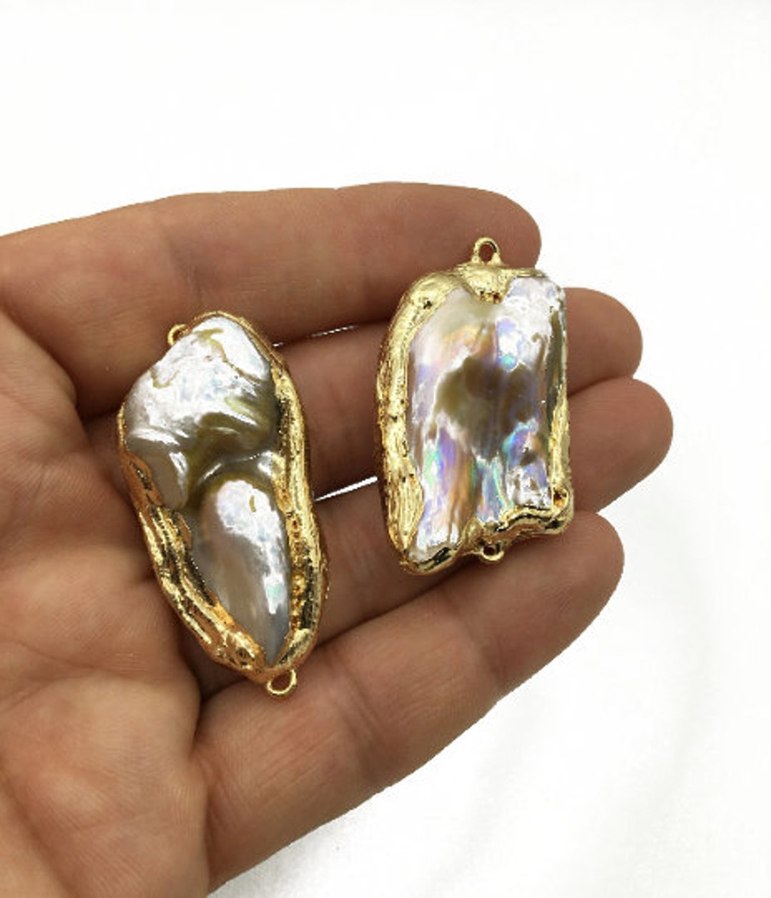 Buy Bronze Over Gold Plated Pearl Charm, 100 Handmade Natural White