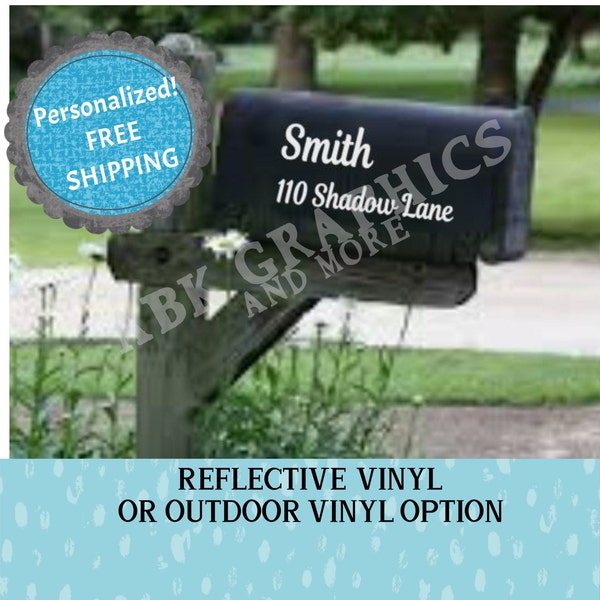 Mailbox Address Reflective Vinyl | personalized, name and address, outdoor vinyl, sticker,  color choice, DIY FREE SHIPPING