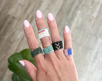 Handmade beaded rings | Peyote stitch beaded rings | colorful rings