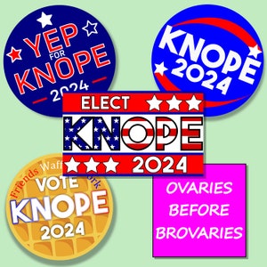 Knope 5 Sticker Bundle, Knope 2024 Circle Sticker, Leslie Knope For President Sticker, Parks And Rec Fan Art Sticker