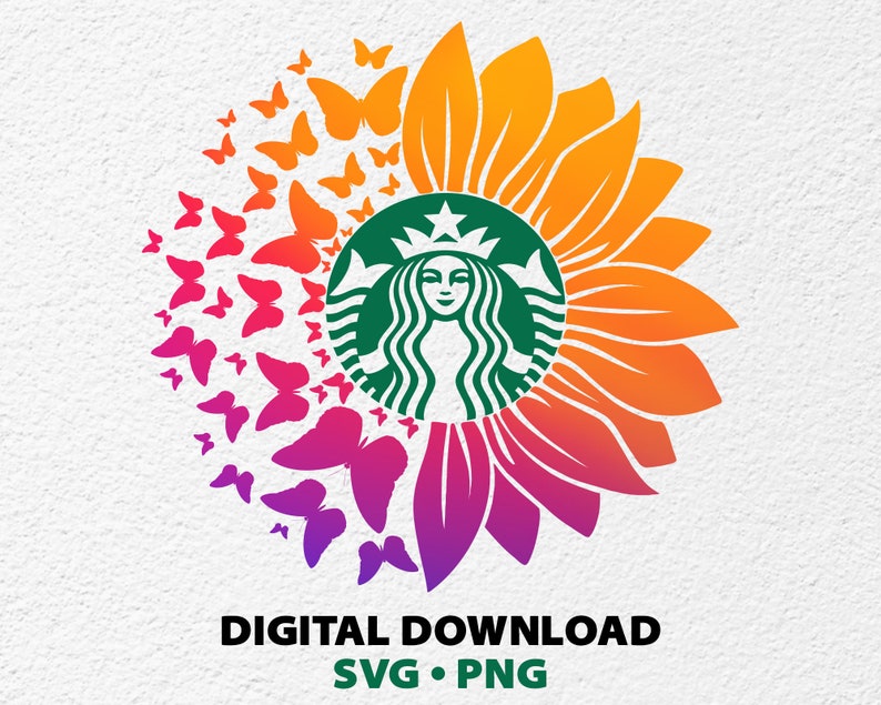 Download Sunflower Butterfly Svg Starbucks Sunflower Logo Svg | Etsy