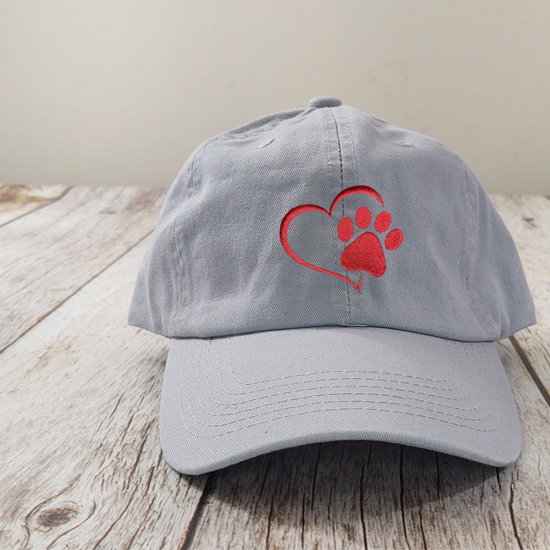 Dog Paw Print in Heart Hat, Embroidered Dog Hat, Paw Print Hat, Dog