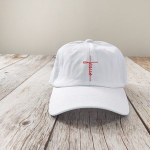 Christian Hat, Jesus Hat, Caps for Christian Men, Religious Accessory, Hat with Cross, Adjustable Dad Cap, Gift for Mom, Made to Order Hat