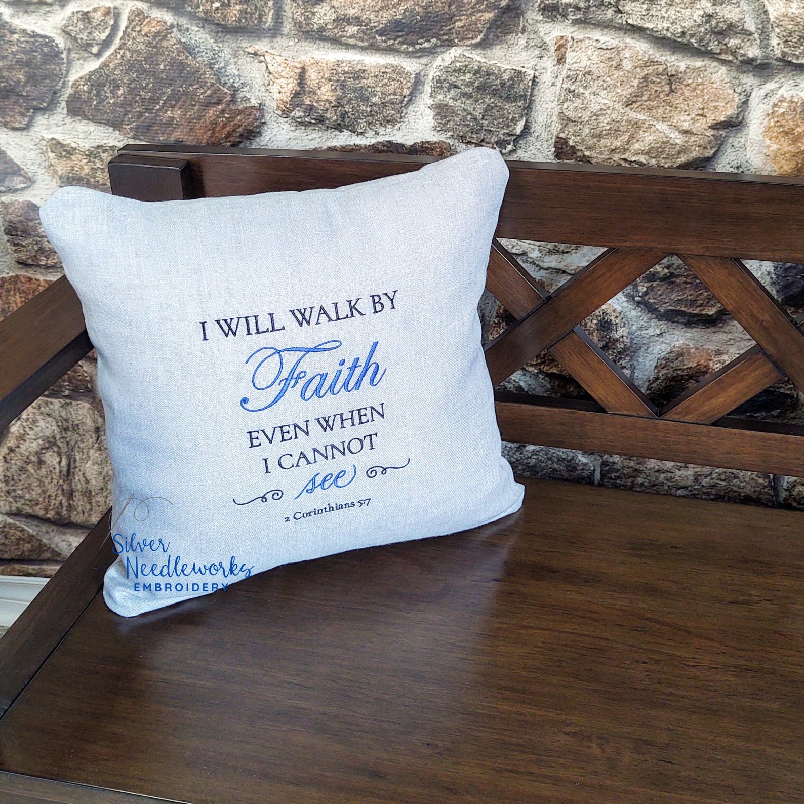 Scripture Pillow Embroider Pillow Faith Pillow Walk by Etsy