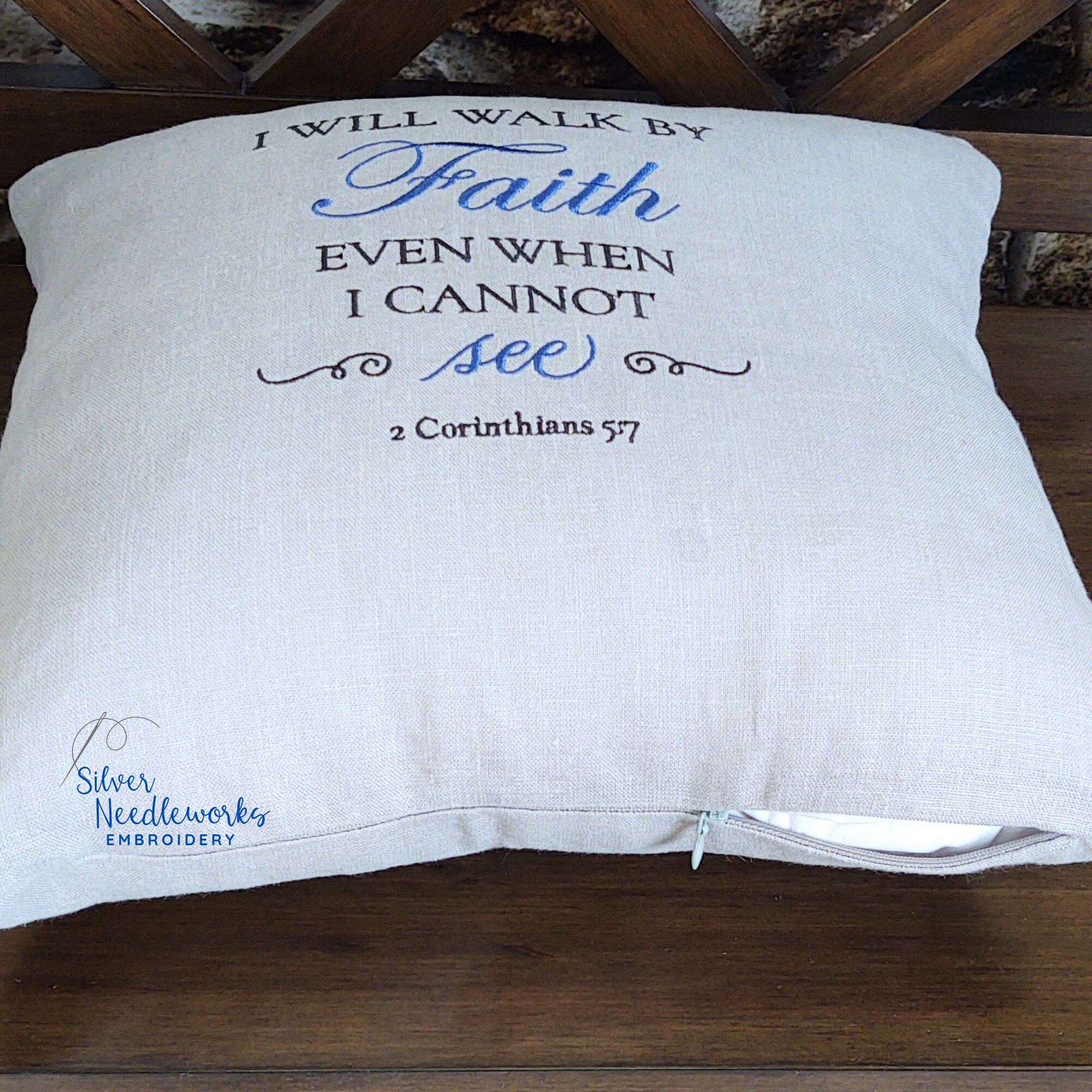 Scripture Pillow Embroider Pillow Faith Pillow Walk by Etsy