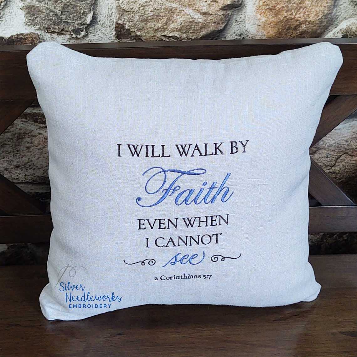 Scripture Pillow Embroider Pillow Faith Pillow Walk by Etsy España