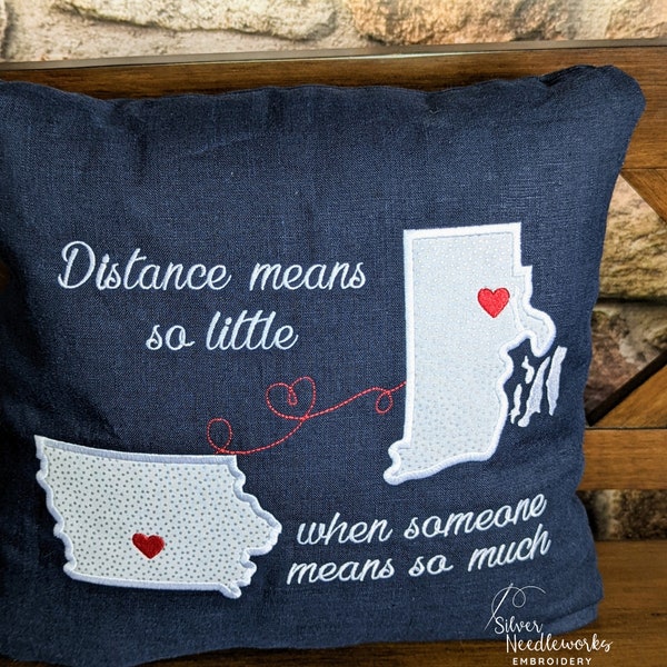 Personalized Moving Away Pillow, Long Distance Relationship Gift, Homesick Gift, State to State Cushion, Far Away Friendship Gift