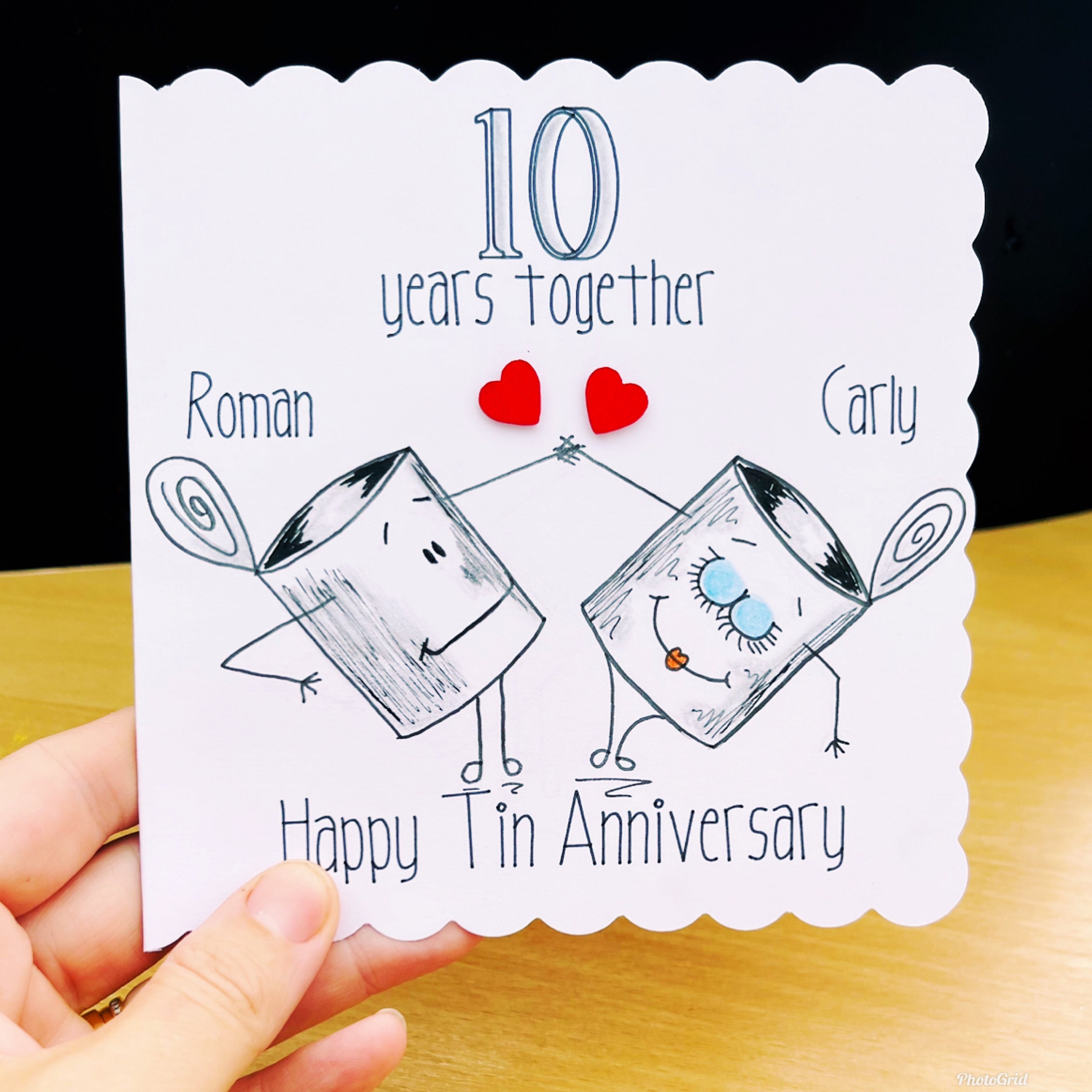 10th Wedding Anniversary Tin Ring - Ladies - Inscribed with Ten Years, 28 Best 10th Wedding Anniversary Gifts: Tin \u0026 Diamond Gifts