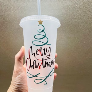 Merry Christmas tree personalised cold cup