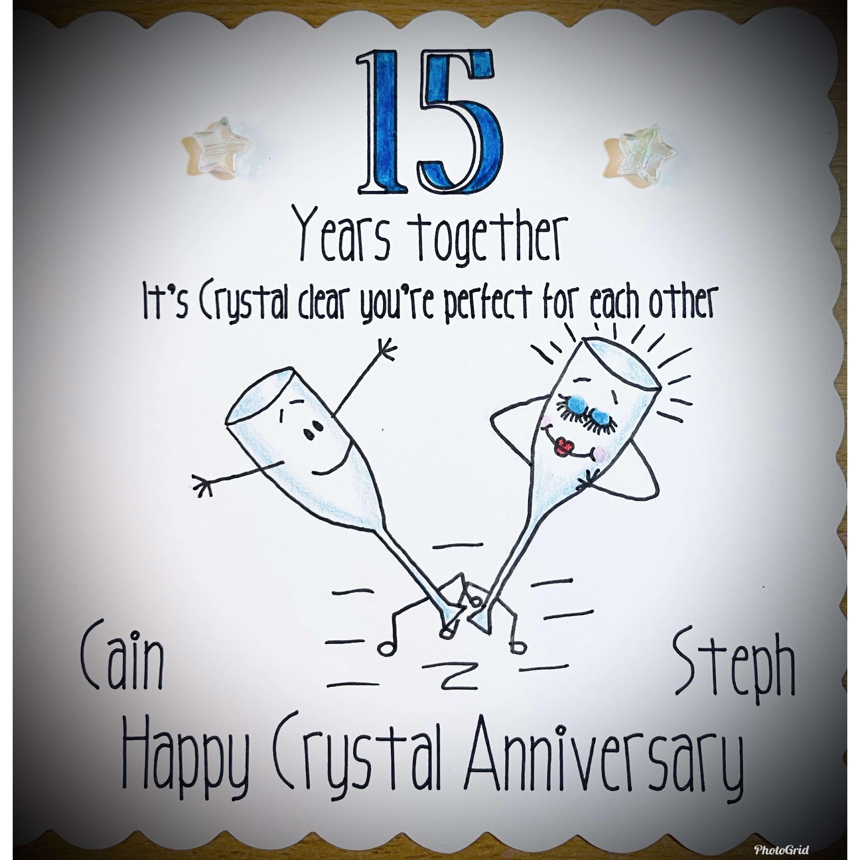 15th year wedding anniversary card 15 years married hand Etsy
