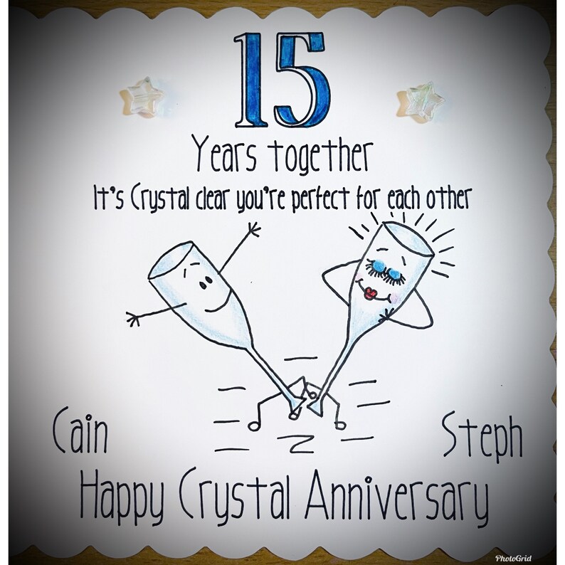 15th year wedding anniversary card 15 years married hand Etsy