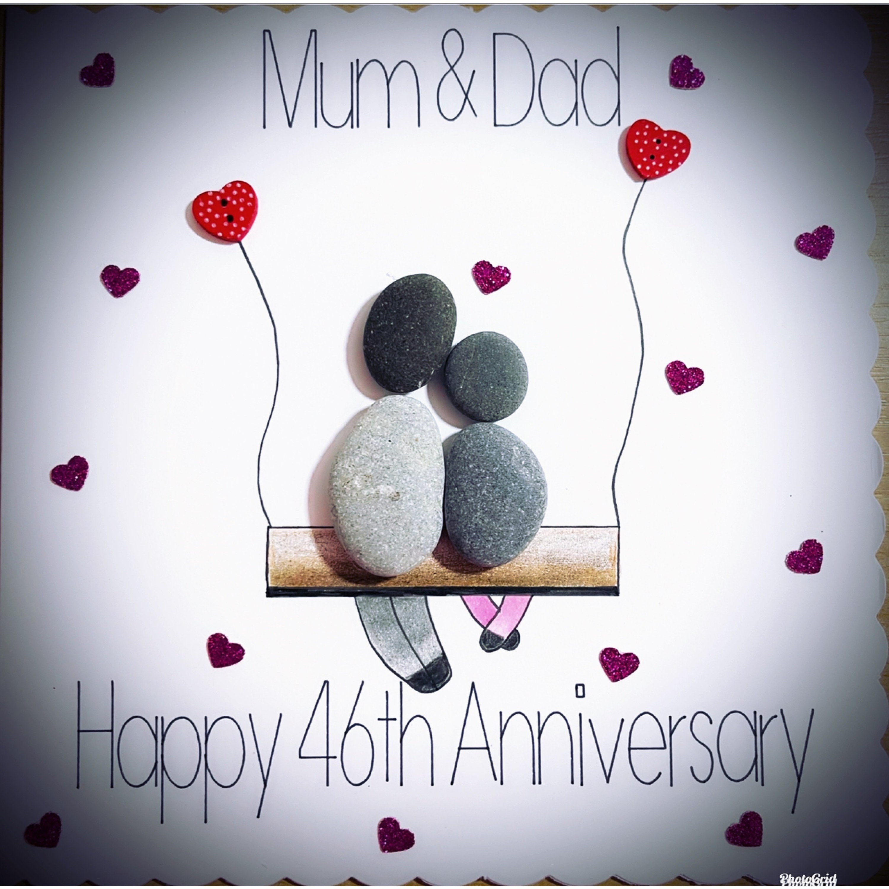 Happy anniversary mum and dad 46 years personalised card Etsy