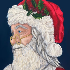 Original Kunstwerk Weihnachtsmann Aquarell Bild Weihnachtskarte Weihnachtskarte A5